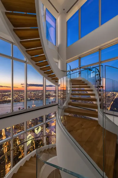 Penthouse staircase spanning floors 129 to 131